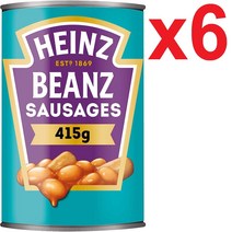 [영국발송] 415g 6캔 헤인즈 베이크드빈스 위드 소세지 Heinz Baked Beanz with Sausages, 6개