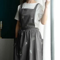 예쁜 어린이집 무지 방수 자수 앞치마 보육교사, 색상:베이지 플라워, 단품