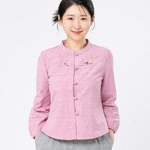 3131 장미자수 핀턱 차이나 면블라우스 생활한복 개량