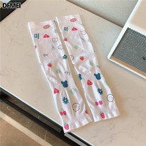 자외선 차단 소매 손목 보호대 ins 백합 여자 아이스 실크 자외선 방지 아이스 장갑 소매 여름 얇은 현아풍 소매 커버, 일체 무봉일계 만화