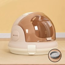 고양이 우주선 가방 켄넬 이동장 나들이 여행 폭신, 업그레이드 — 은은한 샴페인 + 뽀송뽀송 매트