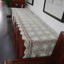 거실장 위에 까는것 손뜨개 레이스 테이블 보 커버 러너 식탁보, 40x90CM, 하얀