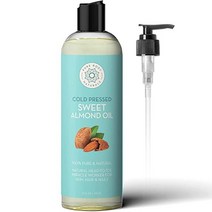 Pure Body Naturals Sweet Almond 오일 for Hair and Skin 100% Pure and Cold Pressed Hexane Free Skin