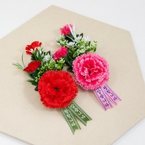 카네이션 코사지 브로치 꽃 선물 어버이날 스승의날 뱃지 조화, 카네이션코사지 3송이(케이스) 레드-20개