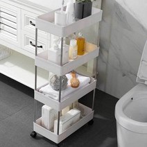 D이동식 카트 슬라이딩 슬림 수납선반 틈새 트롤리, 4단