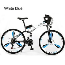 전기자전거 접이식 전동 리튬 배터리 전기 자전거 접이식 나들이 도시 학생 레저 산악, 06 White blue 10AH, 01 26