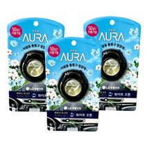 아우라 차량용 통풍구 방향제 본품 5ml 화이트코튼, 3개
