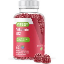 비타민 B12 구미 1000mcg 에너지 대사 자연 지원 흡수력 체계 성인과 어린이용 라즈베리 맛 펙틴 츄어블 비건 츄, [01] 60개1팩