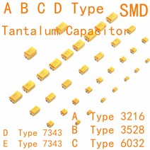 20pcs B C D E 탄탈 축전기 100 미크로포맷 0.22 1 4.7 22 33 6.3V 16V 25V 35V 50V 3216 3528 6032 7343, 07 10V10UF 106 A