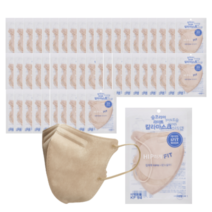 숨코리아 라이트 칼라 마스크 (KF94)(대형)(연한황색)(베이지), KF94 베이지100개