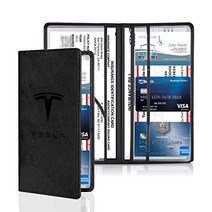 Tesla 자동차 등록 및 보험 보유자용 KIKIMO 모델 S/3/X/Y용 인조 PU 가죽 등록 홀더 카드용 마그네틱 셧이 있는 Tesla 글로브 박스 문서 정리함, Pink