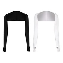 여성용 팔 커버 볼레로 스타일 UV 컷 비율 99 % 접촉 냉감 러시 가드 봄 여름 운전 골프 테니스 스포츠 차양 팔 커버 손가락 구멍 긴 팔 슬리브 (화이트 & 블랙)