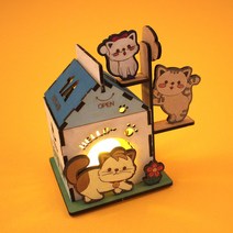 [아이디몬] 우드 DIY 조명 무드등 냥냥이네 LED 조명키트 만들기 MDF 펫하우스