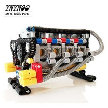 전동 실린더 전기 파워 삼면 포장기 에어 도어 공압 MOC 빌딩 블록 V8 엔진 모델 공작 기계 키트, PDF Guide by Email+Only Bricks