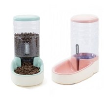 사료공급기 강아지 고양이 식기 물그릇 자동 반자동 급수 급식기, 급식기(핑크), 3.8L