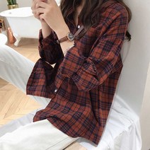 간절기 레이어드룩 빅사이즈 여자 체크 남방 출근룩 베이직패션상의 여자 여대생옷 남방 코디 예쁜