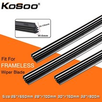 와이퍼고무교체 KOSOO 2PCS 차량 앞 유리 삽입 천연 고무 자동차 와이퍼 블레이드 스트립 리필 6mm 26 283032 프레임리스 와이퍼 액세서리 와이퍼재생 37, 28인치 700mm