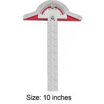 T 형 목공 가장자리 규칙 각도기 눈금자 각도 측정 스테인레스 스틸 레이아웃 목수 도구 1 개, 10 inches