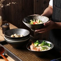 신혼그릇세트 예쁜 도자기 그릇 세트 Fancity 일본 창작 식기 용 대나무 모자 쌀, 820ml