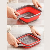 접이석 채반 물빠짐 과일 야채 세척바구니 사각채반, 그린M