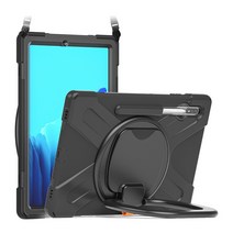 스냅케이스 갤럭시탭 S8 S7 플러스 FE 폴리곤 아머케이스 스트랩포함, 블랙