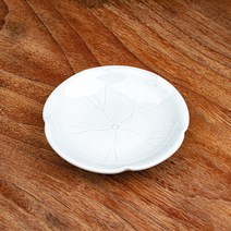백자 연잎 조각 차탁 다식 접시 코스트 미니접시 받침대 도자기, 단품