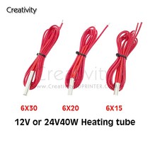 돼지꼬리히터 1PC 1M 12V24V 30W40W 세라믹 카트리지 히터 CR10 Ender3 J헤드 핫 엔드 압출기 3D 프린터 부, 01 12V_04 1PC  6x20 40W
