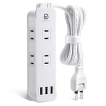 [6AC 포트 + 3USB 포트]ByDiffer 전원 탭 USB 콘센트 탭 최대 9 대 충전 1m 연장 코드 1400W 합계 3.4A 케이블 감기 가능 180 ° 스윙 플러그 급속 충전 과부하 보호 수납하기 쉬운 USB 테이블 탭 [PSE 인증 완료 정품] ( 화이트)