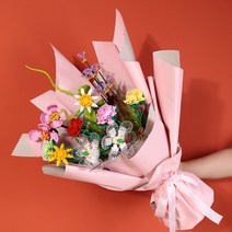 독특한 조화 블럭 꽃다발 부케 시들지 않는 꽃 만들기 DIY 브릭 플라워 조화 선물, 장미꽃
