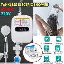 순간 온수기 가정용 전기 미니 소형 온수기 돼지꼬리히터 3500w 220v water heater 욕실 주방 벽 장착형 인스턴트 온도 lcd 디스플레이 w 수도꼭지 샤워, 나는 플러그