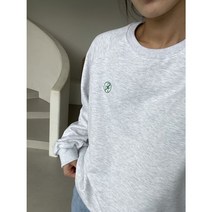 국내생산 자수 나그랑 마크 절개 여성 간절기 레터링 루즈핏 오버핏 쭈리 맨투맨 티셔츠 RTM147