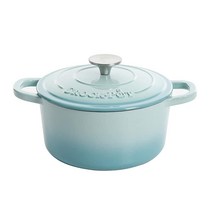 Crock-Pot 아티산 타원형 에나멜 주철 더치 오븐 3쿼트 그라디언트 레드, Aqua Blue_5-Quart