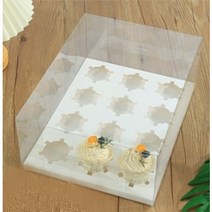 투명 컵케이크 상자 포장 박스 고급리본포함, 사각12구(34*26*13.5+리본포함)-2개입