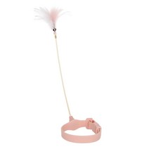 1 Pcs 인터랙 고양이 장난감 깃털 놀리는 조정 가능한 목걸이 봄 지팡이 애완 동물 용품, 01 Pink