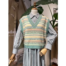 써스데이아일랜드 멀티 스트라이프 자카드 베스트(T218MVT235W)(1272480)