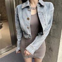 신스엔스 여성 크롭 데님 자켓 데일리