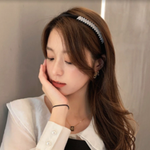 루즈루나 럭셔리 빛나는 큐빅 벨벳 연예인 머리띠 겨울 명품 헤어밴드
