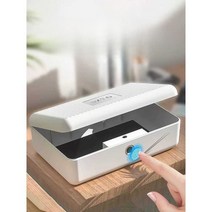 지문인식금고 책금고 초소형금고 휴대용 여행용 여권, 실버  USB 충전케이블