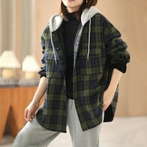 기모 후드 체크 남방 여성 루즈핏 셔츠 캐주얼 자켓 하늘비즈 A31 J255X047