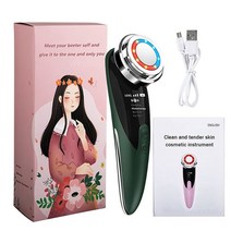 갈바닉 고주파 마사지기 얼굴 피부 관리기 리프팅 페이셜 뷰티 머신 진동 주름, 초록