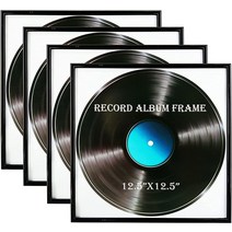 Memory Keeper 레코드 앨범 프레임 4팩 31.8 x 31.8cm(12.5 x 12.5인치) 고광택 프레임 비닐 LP 커버에 적합 앨범 아트워크에 적합 업데이트된, 4