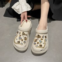 콤마슈 여성 발편한 사무실 키높이 통굽 블링 큐빅 펀칭 슬리퍼