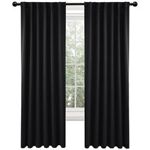 컴퍼니24 D에코 novo 암막 커튼 길이 213 4cm(84인치) 침실용 블랙 패널 2개 132 1x213 4cm(52x84인치) 거실용 뒷면 탭 및 로드 포켓