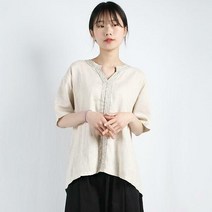 시원한 여성용 반팔 린넨셔츠 여름셔츠 시원한티셔츠