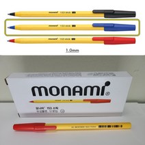 모나미볼펜 흑색 1.0 잘써지는 스틱볼펜 1mm 12자루 한다스 1다스, 청색/1.0mm
