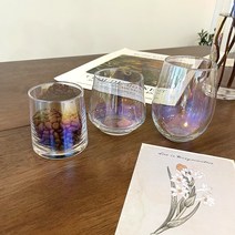 오로라 홀로그램 컵 홈카페 유리컵, S