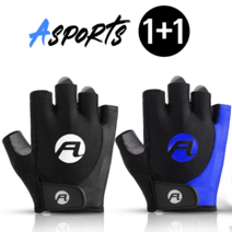 듀웨이 ASPORTS 자전거 반장갑 1+1, 블루(M), 레드(XL)