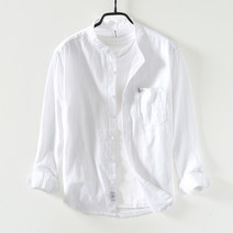 코라디오 남자 봄여름 캐주얼 솔리드 루즈핏 순면 긴팔 셔츠 XP-2303