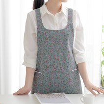데코에버 꽃무늬 린넨앞치마 국산 방수앞치마, 라벤다(블루)