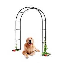 장미 아치 블랙 메탈 가든 아치 야외 웨딩 퍼걸러 격자 파이프 ID: 19mm 내구성 2개의 베이스 포함, 350x220x25cm